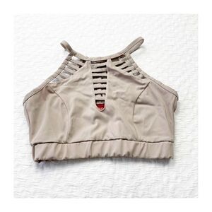 Buy 1 get 1 free Day trip xs nude tan beige sports bra caged high neck